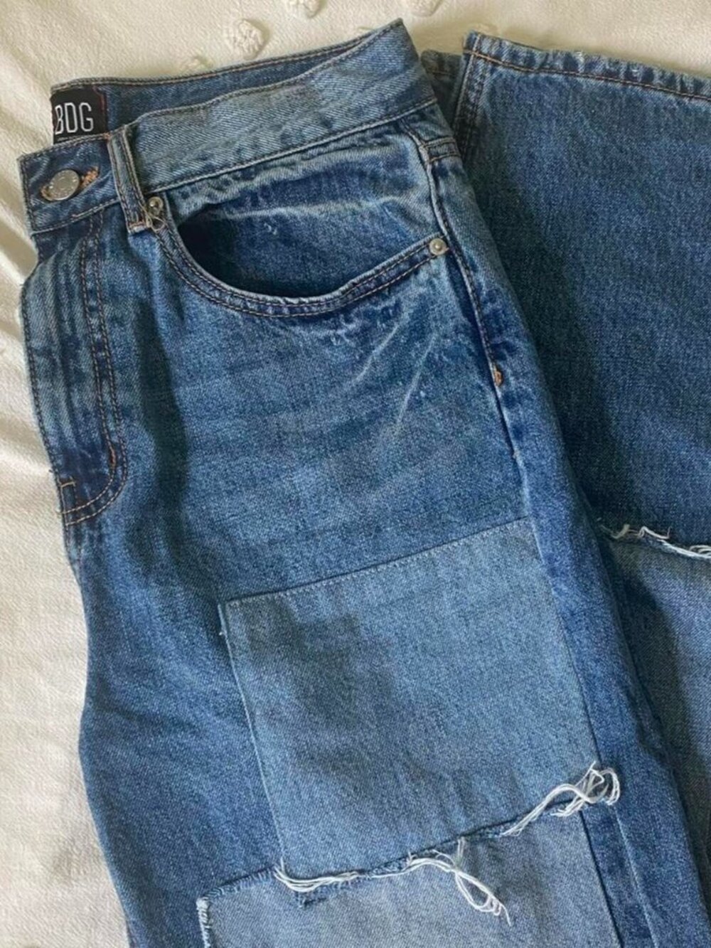 BDG Straight Leg Patchwork Jeans